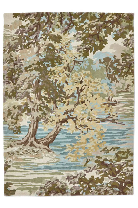 Sanderson sanderson ancient canopy fawn olive green 146701 Green Living Room Wool Rug.