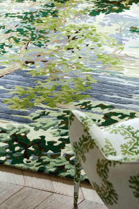 Sanderson sanderson ancient canopy forest green 146708 Green Living Room Wool Rug.