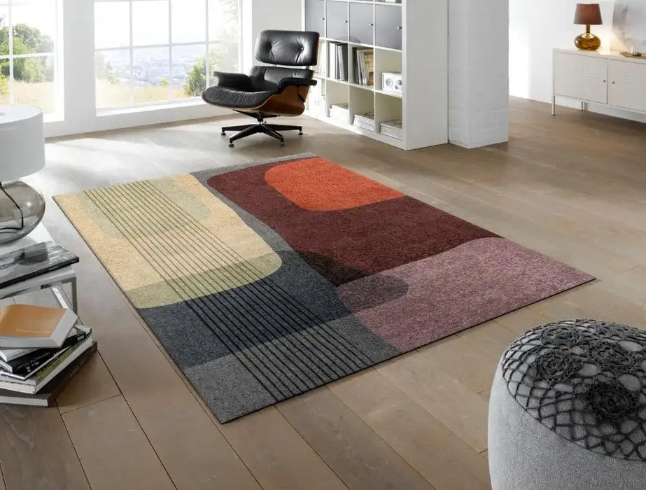 Wash + Dry decor arcadia Multicoloured, Red Living Room Washable Rug.
