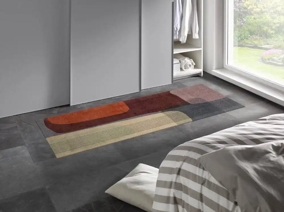 Wash + Dry decor arcadia Multicoloured, Red Living Room Washable Rug.