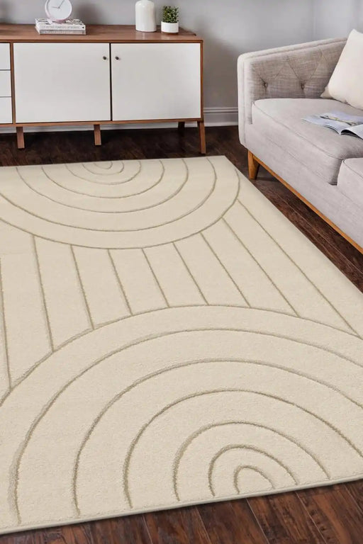 Homemaker sara arcs natural Beige Living Room Geometric Rug.