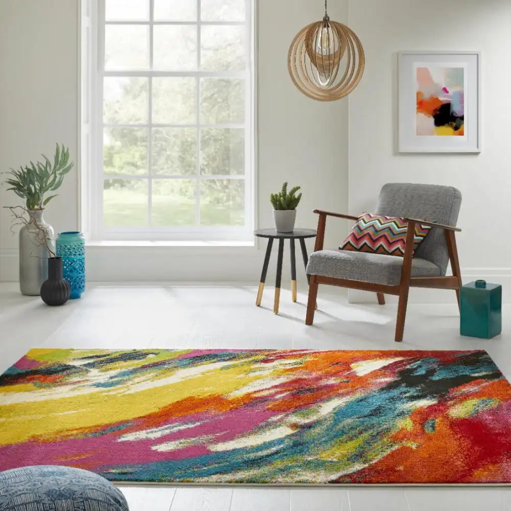 Modern Multicolour Rug ART COLLECTION ART102 Multicolour Multicoloured Rug — RugsDirect Online