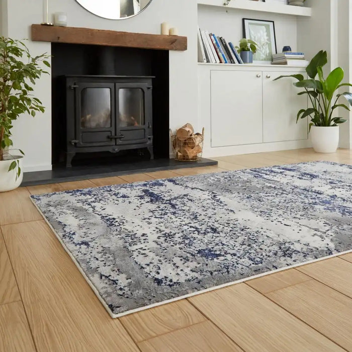 Think Rugs artemis artemis b9289a blue Blue Living Room Geometric Rug.