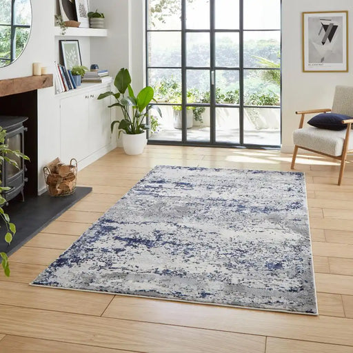 Think Rugs artemis artemis b9289a blue Blue Living Room Geometric Rug.