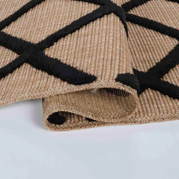 Serdim Rugs harper outdoor aztec black Brown, Black Living Room Natural Fibre Rug.