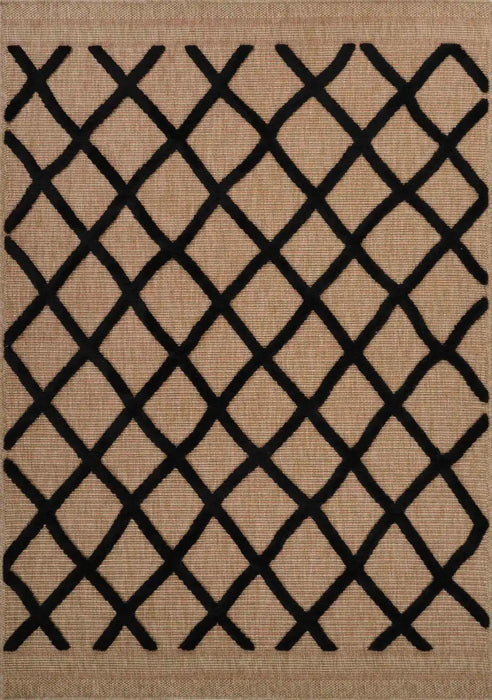 Serdim Rugs harper outdoor aztec black Brown, Black Living Room Natural Fibre Rug.