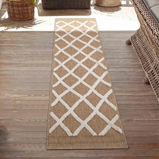 Serdim Rugs harper outdoor aztec cream Brown, Ivory, Cream Living Room Natural Fibre Rug.