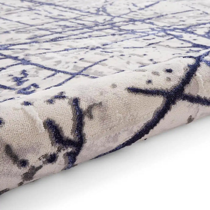 Think Rugs artemis b8403a blue silver Blue, Grey Living Room Geometric Rug.