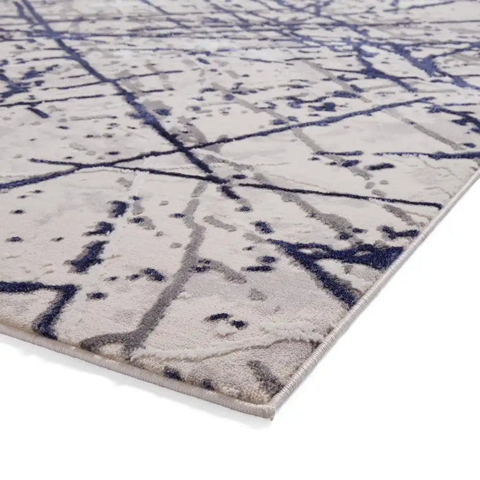 Think Rugs artemis b8403a blue silver Blue, Grey Living Room Geometric Rug.