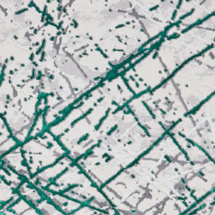 Think Rugs artemis b8403a green silver Green, Grey Living Room Geometric Rug.