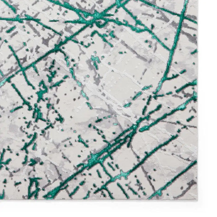 Think Rugs artemis b8403a green silver Green, Grey Living Room Geometric Rug.