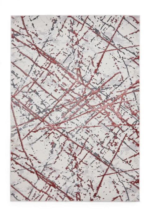 Think Rugs artemis b8403a pink silver Grey, Pink Living Room Geometric Rug.