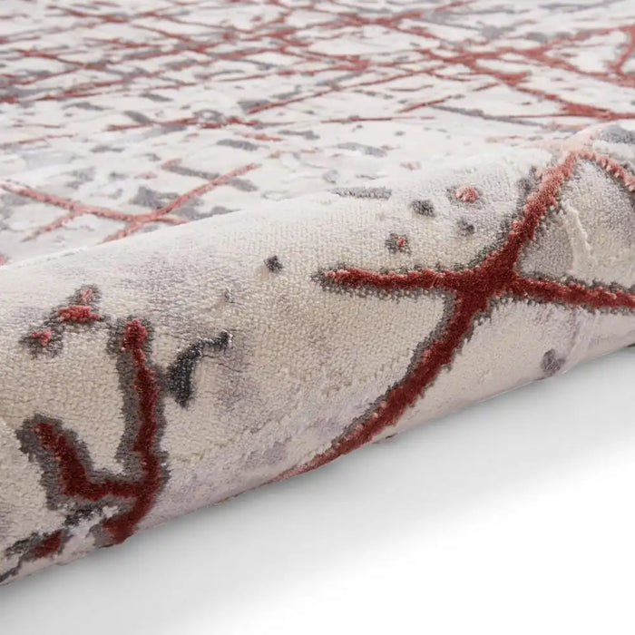 Think Rugs artemis b8403a pink silver Grey, Pink Living Room Geometric Rug.