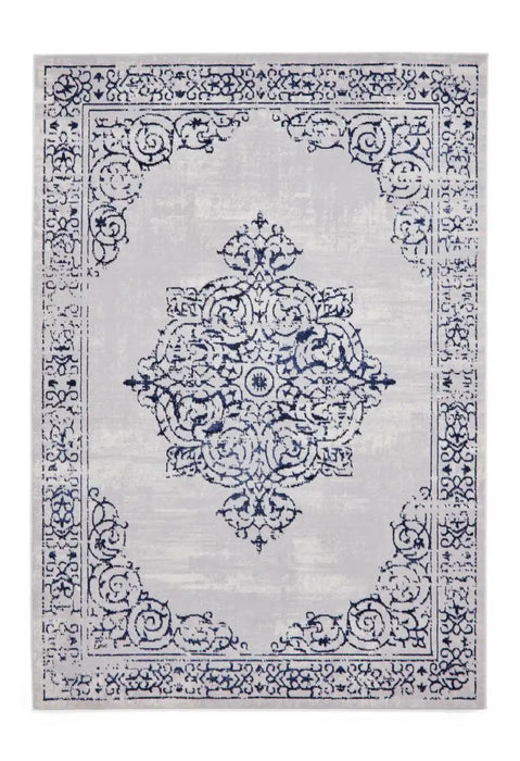 Think Rugs artemis b9076a blue silver Blue, Grey Living Room Geometric Rug.