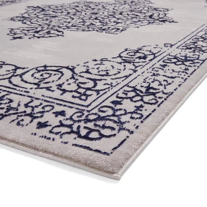 Think Rugs artemis b9076a blue silver Blue, Grey Living Room Geometric Rug.