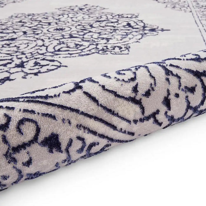 Think Rugs artemis b9076a blue silver Blue, Grey Living Room Geometric Rug.