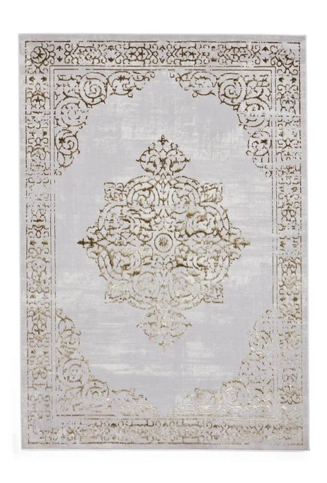 Think Rugs artemis b9076a gold silver Grey, Yellow Living Room Geometric Rug.