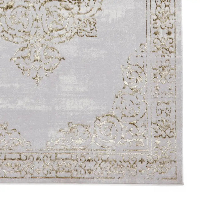 Think Rugs artemis b9076a gold silver Grey, Yellow Living Room Geometric Rug.