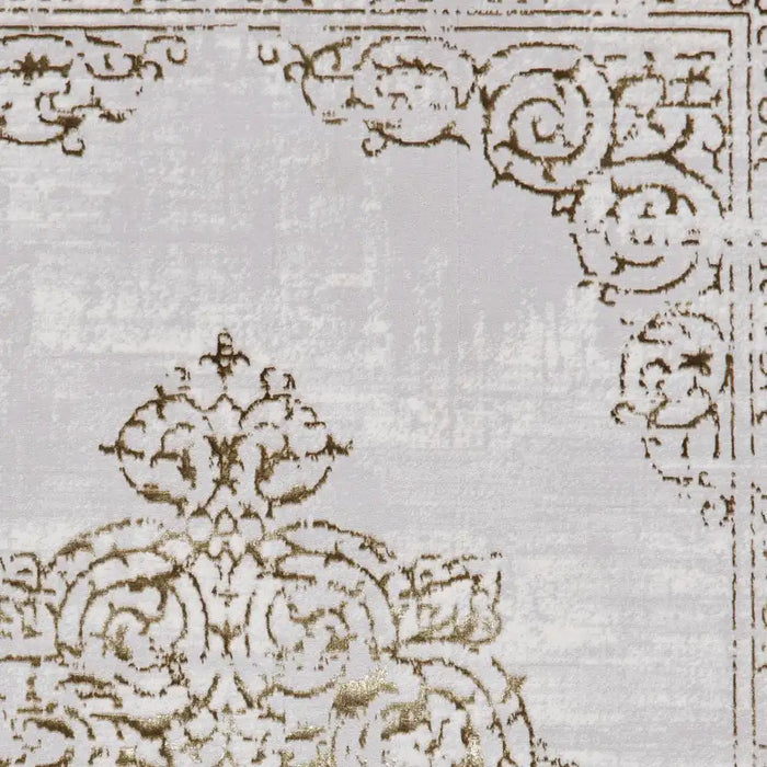 Think Rugs artemis b9076a gold silver Grey, Yellow Living Room Geometric Rug.