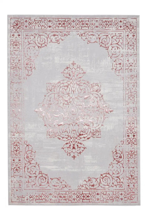 Think Rugs artemis b9076a rose silver Grey, Pink Living Room Geometric Rug.