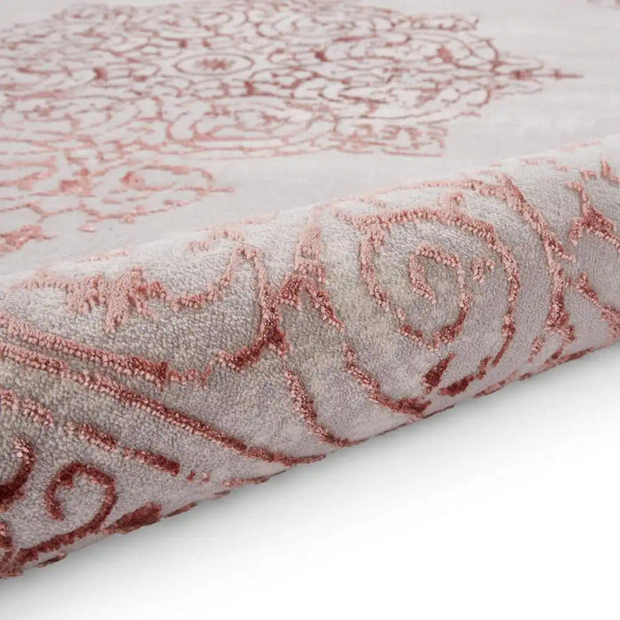 Think Rugs artemis b9076a rose silver Grey, Pink Living Room Geometric Rug.