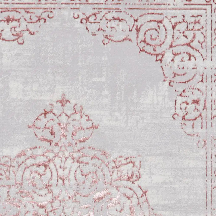 Think Rugs artemis b9076a rose silver Grey, Pink Living Room Geometric Rug.