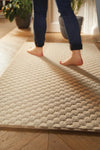 Origins sculptured washable basket honeycomb ivory Ivory Living Room Striped Rug.