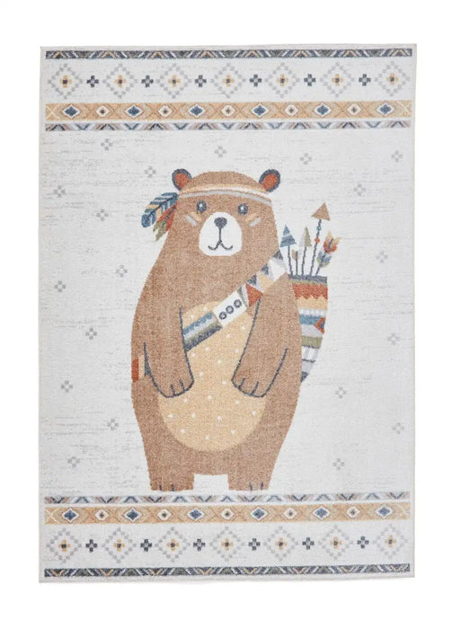 Think Rugs vida washable bear Ivory Bedroom  Washable Rug.