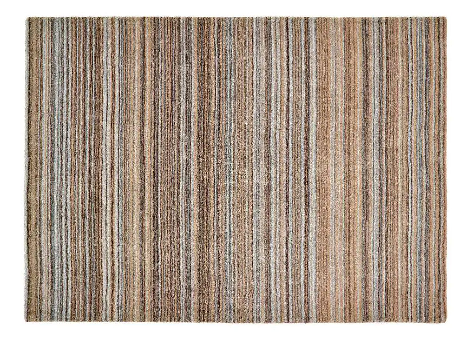 Origins fine stripe beige Beige Living Room Wool Rug.