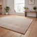 Think Rugs cove beige Beige Living Room Shaggy Rug.