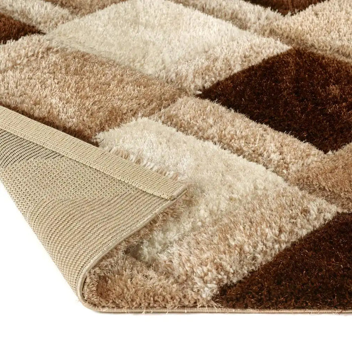 Origins 3d geo shaggy beige Beige Living Room  Rug.