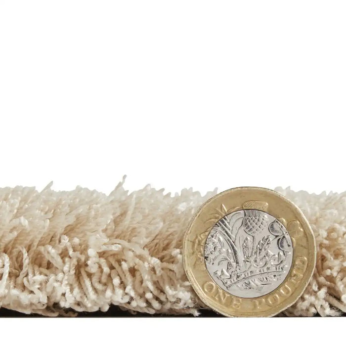 Think Rugs kara washable beige Beige Living Room Shaggy Rug.