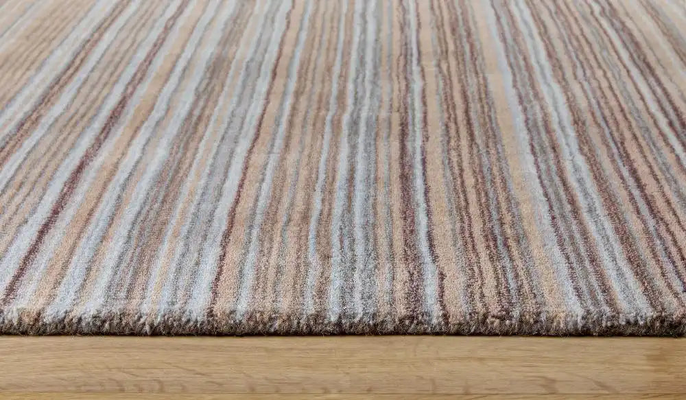 Origins fine stripe beige Beige Living Room Wool Rug.