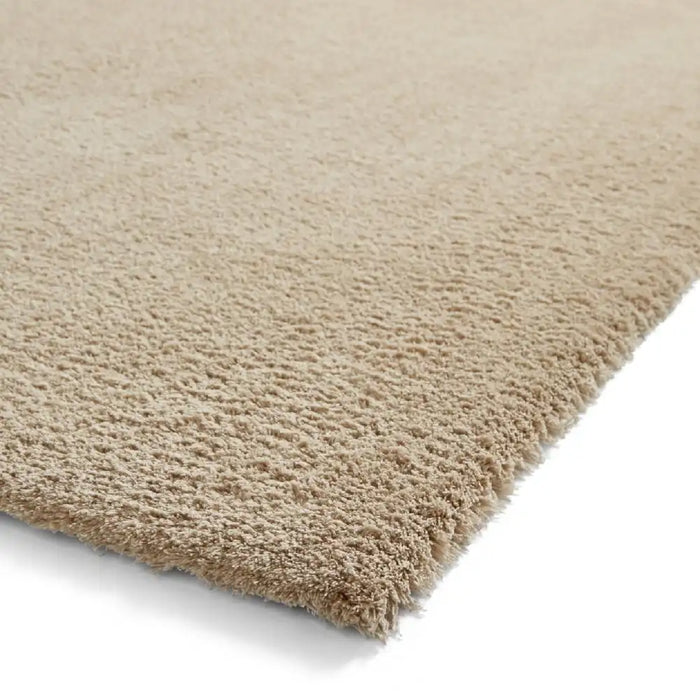 Think Rugs kara washable beige Beige Living Room Shaggy Rug.