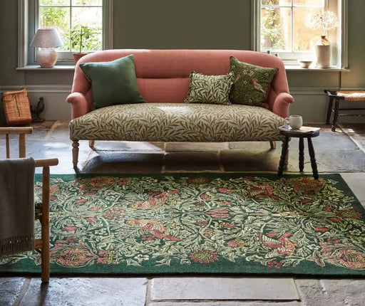 Morris & Co morris and co bird tump green 128307 Green Living Room Wool Rug.