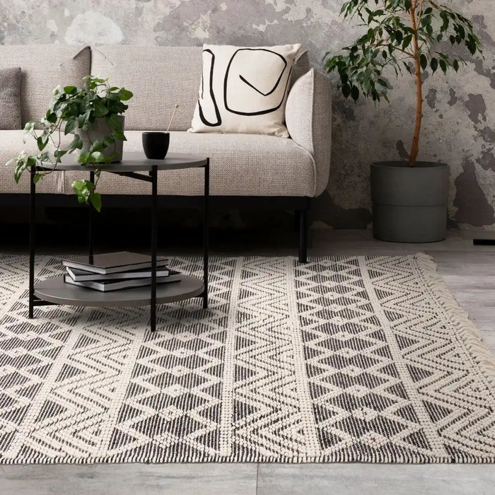 Asiatic asra black Grey, Black Living Room Wool Rug.