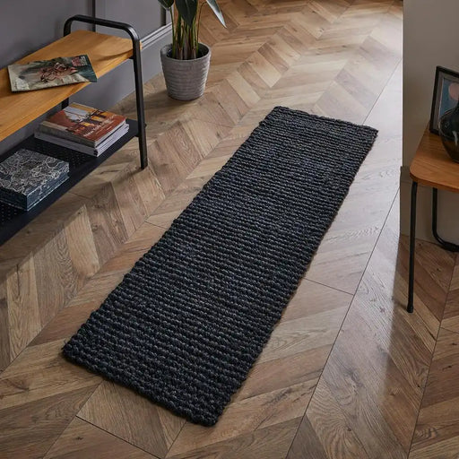 Esselle whitefield boucle black Black Living Room Natural Fibre Rug.