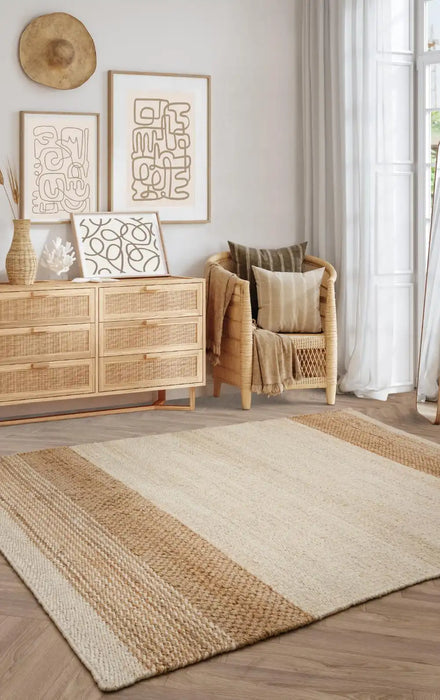Asiatic cedar bleach natural Beige Living Room Natural Fibre Rug.
