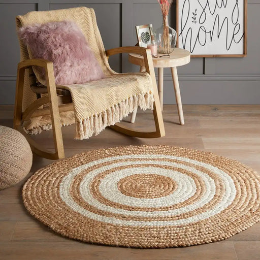 Esselle altrincham reverseable bleached jute Beige Living Room Natural Fibre Rug.