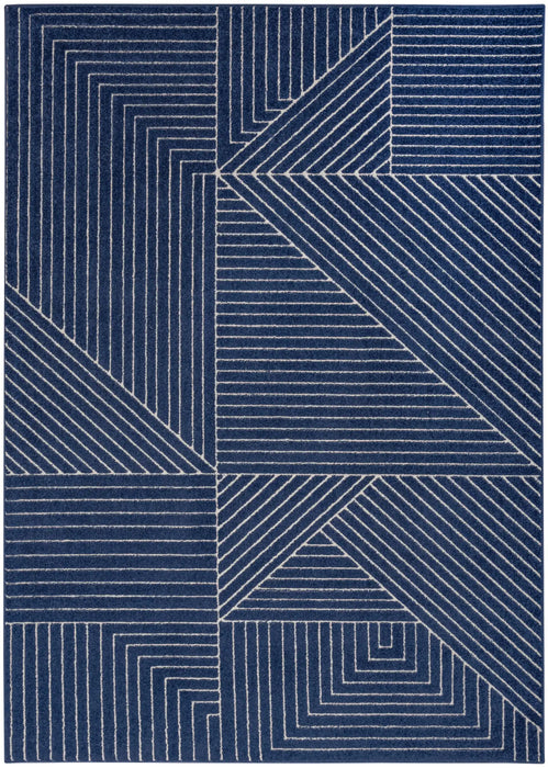 Calvin Klein ck023 balance bln01 navy ivory Blue, Navy Living Room Geometric Rug.