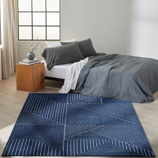 Calvin Klein ck023 balance bln01 navy ivory Blue, Navy Living Room Geometric Rug.