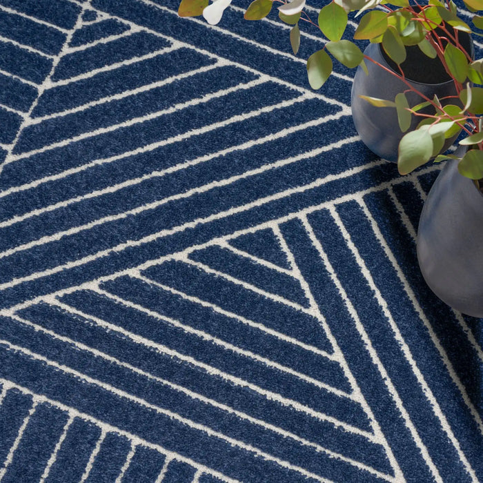 Calvin Klein ck023 balance bln01 navy ivory Blue, Navy Living Room Geometric Rug.