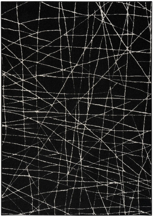 Calvin Klein ck023 balance bln02 black ivory Black Living Room Geometric Rug.