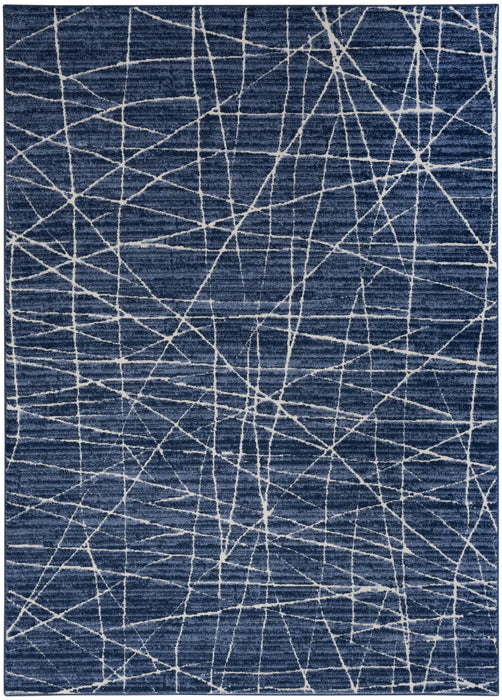 Calvin Klein ck023 balance bln02 blue ivory Blue Living Room Geometric Rug.