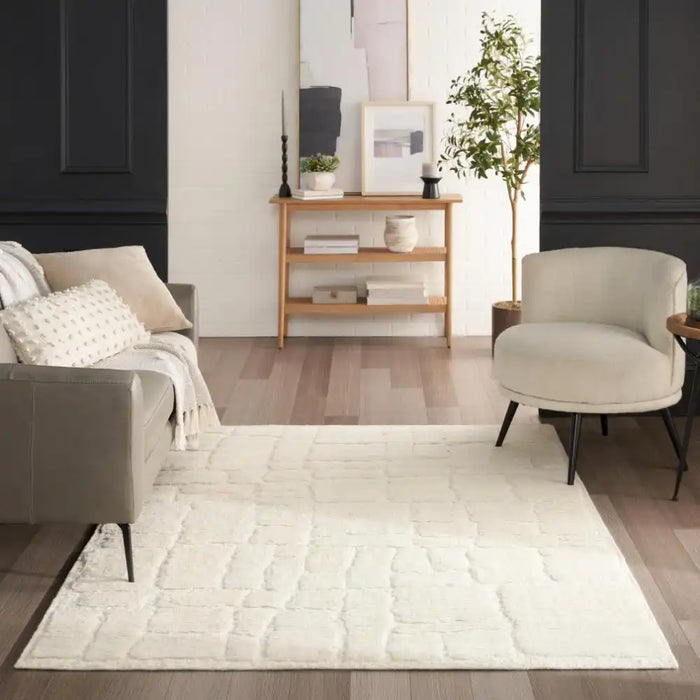 Nourison blanco blo02 ivory Ivory Living Room Wool Rug.
