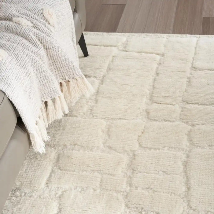 Nourison blanco blo02 ivory Ivory Living Room Wool Rug.
