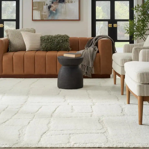 Nourison blanco blo02 ivory Ivory Living Room Wool Rug.