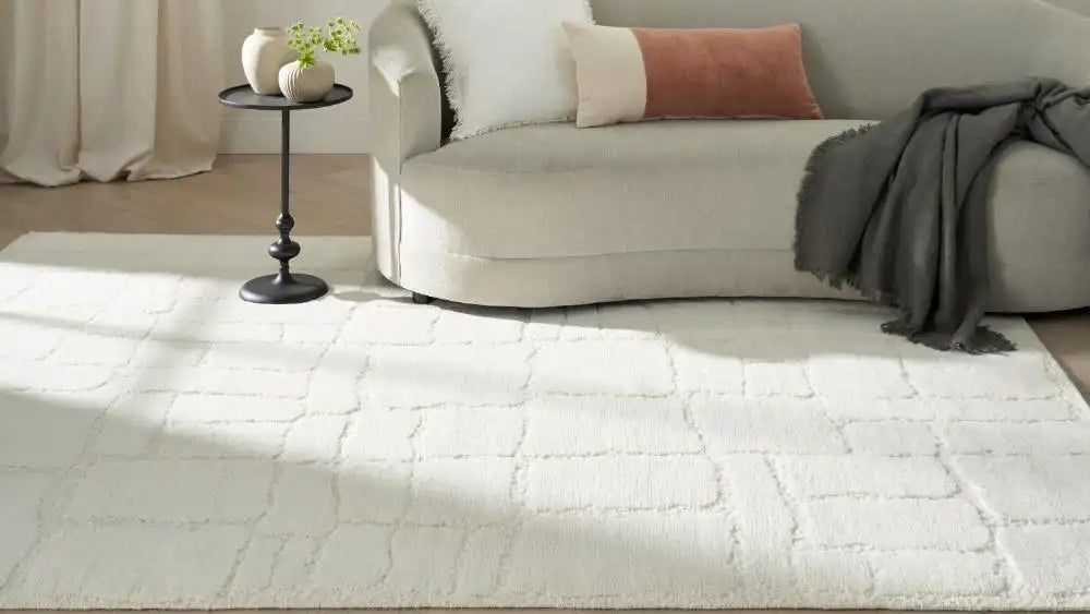 Nourison blanco blo02 ivory Ivory Living Room Wool Rug.