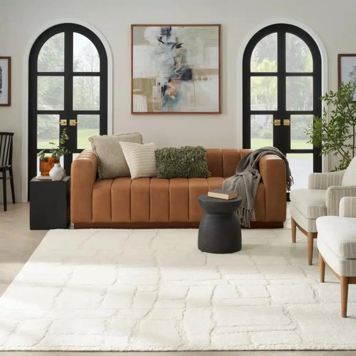Nourison blanco blo02 ivory Ivory Living Room Wool Rug.