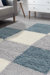 Homemaker snug melrose blocks duck egg Blue Living Room Geometric Rug.
